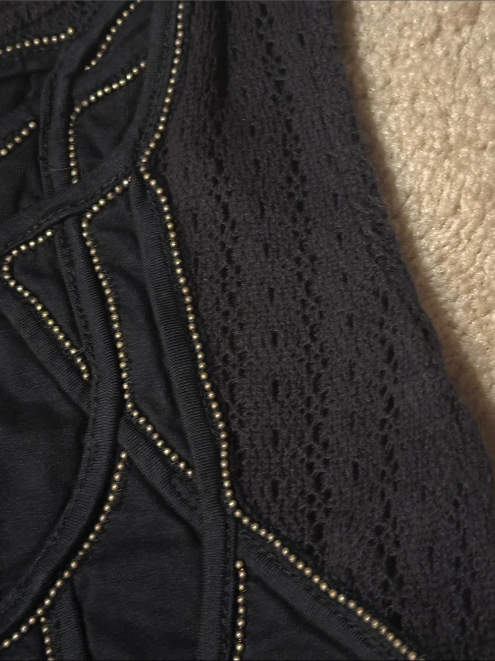Free People Beaded Black Lace Sleeveless top